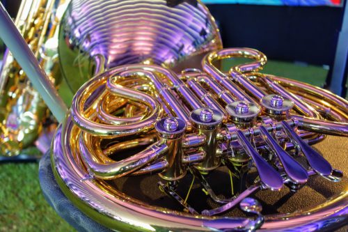 Close up of french horn