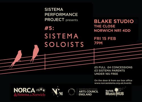 Promotional image for Sistema Soloists concert