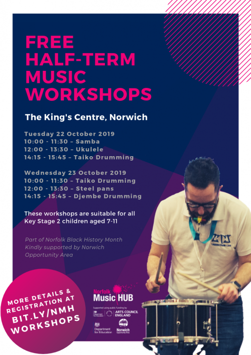 Workshops with Louder Than Life flyer for Black History Month 2019